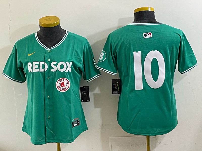 Women 2025 Boston Red Sox #10 No Name Drak Green Joint Name Nike MLB Jersey 07